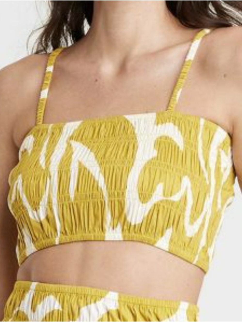 NWOT A New Day Yellow & White Smocked Cropped Tank Top